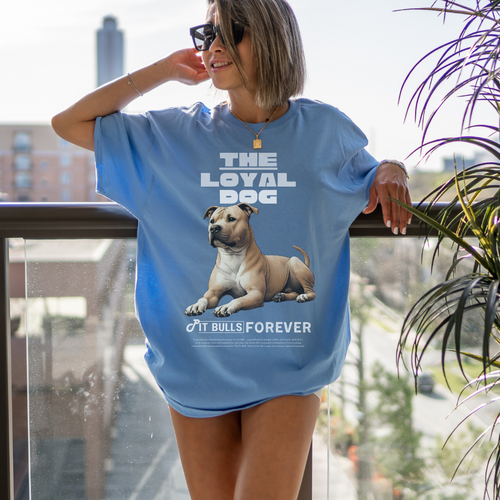 A woman wearing a graphic tee from our shop