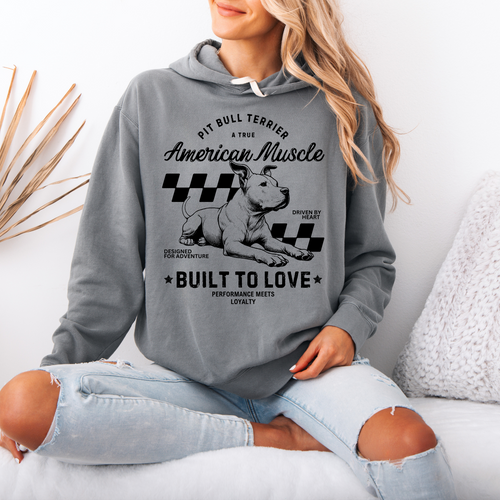 AMERICAN MUSCLE Vintage Grey Hoodie Medium