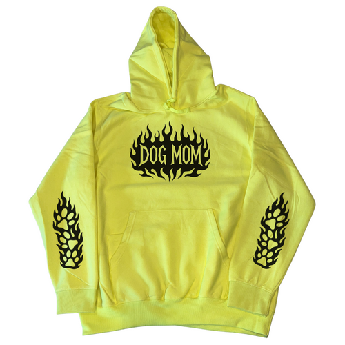 DOG MOM Heavyweight Safety Yellow Hoodie