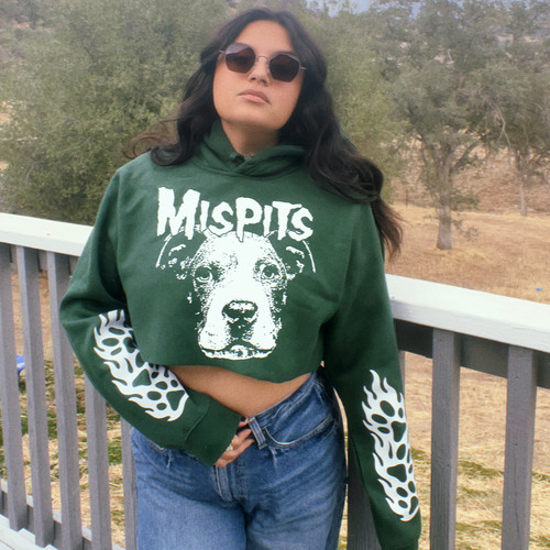 A woman wearing a graphic hoodie from our shop