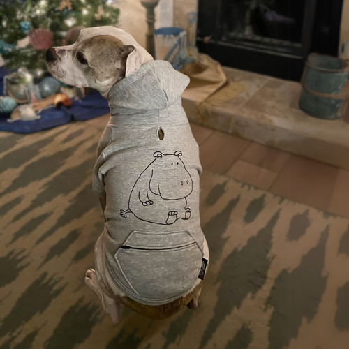 HIPPO Fleece Zip-Up Dog Hoodie | Big Dog Hoody Sweater