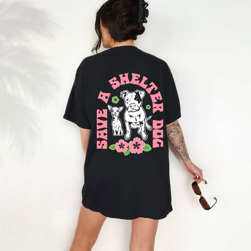 SAVE A SHELTER DOG Vintage Black Tee