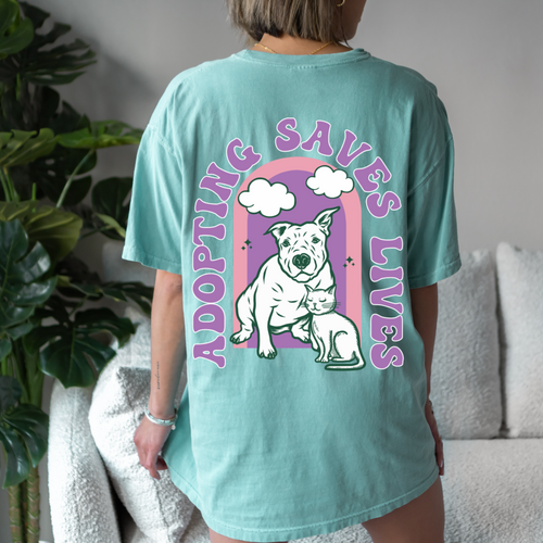 ADOPTING SAVES LIVES Vintage Seafoam Tee