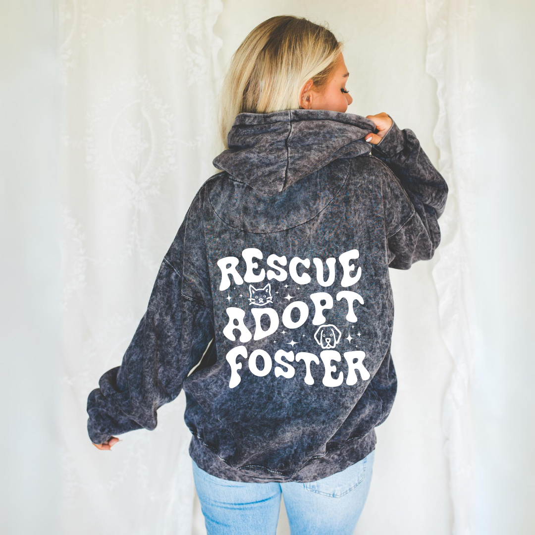 RESCUE ADOPT FOSTER Mineral Wash Hoodie
