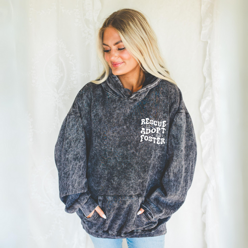 RESCUE ADOPT FOSTER Mineral Wash Hoodie