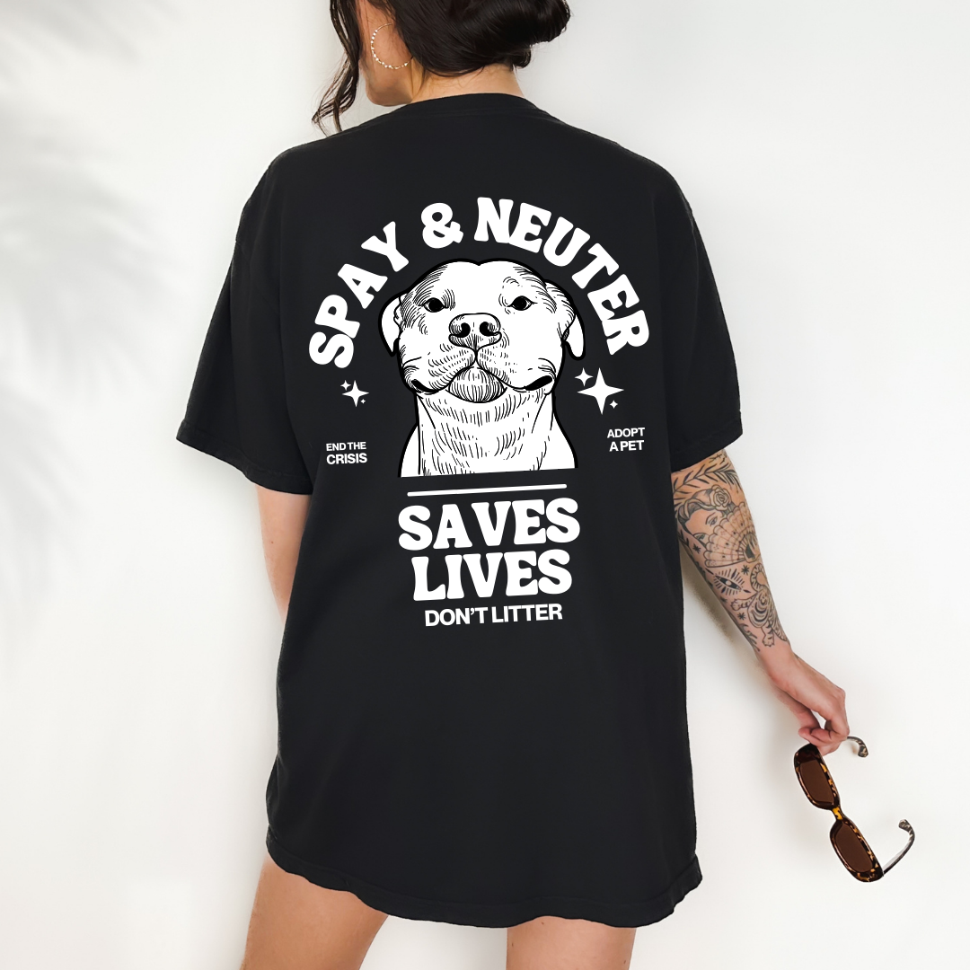 SPAY & NEUTER SAVES LIVES Vintage Black Tee