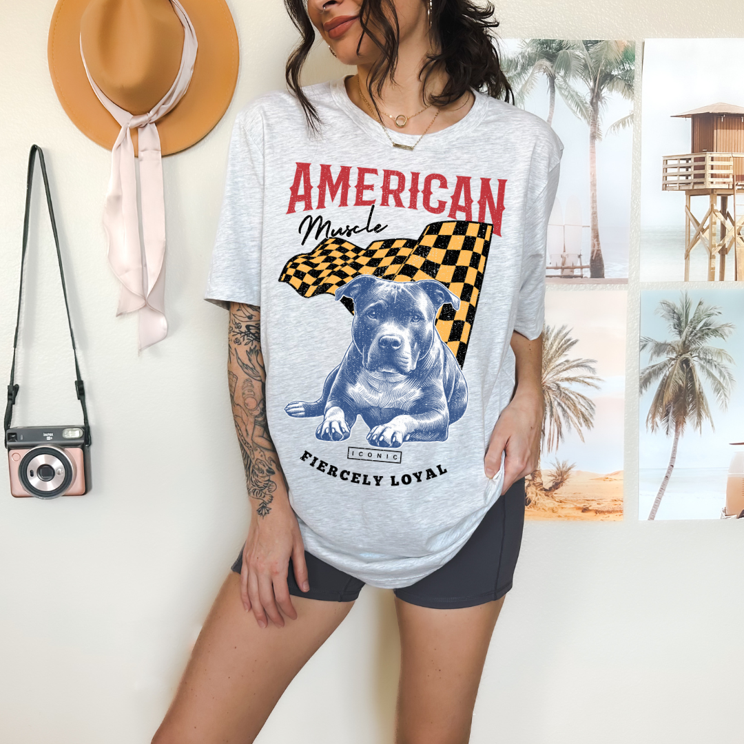 AMERICAN MUSCLE Heather Grey Tee