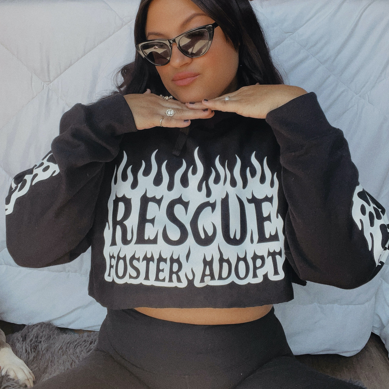 RESCUE FOSTER ADOPT Heavyweight Black Hoodie
