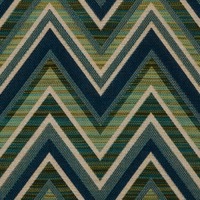 Fischer Lagoon - C127 fabric swatch with navy, green and cream zig zag pattern