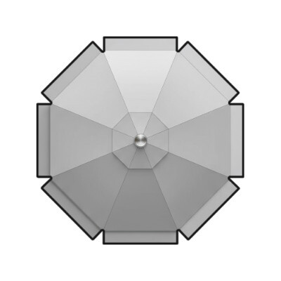 Diagram of the top of a patio umbrella canopy with valances and contrasting bottom binding