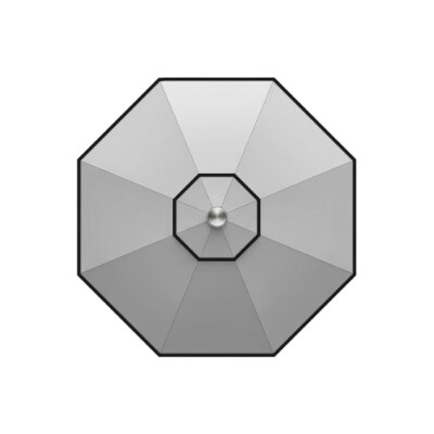 Diagram of the top of a patio umbrella canopy with a contrasting top vent and bottom binding