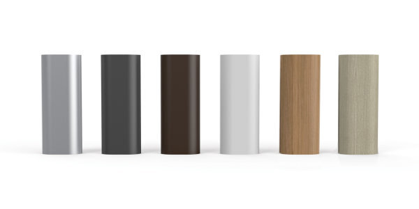 Examples of Shademaker powder-coated finishes on cantilever umbrella masts