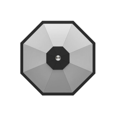 Diagram of the top of a patio umbrella canopy with a contrasting top vent and trim