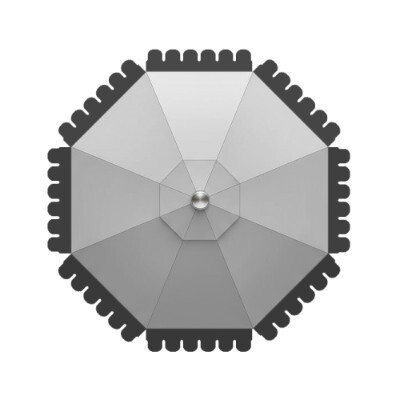 Diagram of the top of a patio umbrella canopy with rounded valances