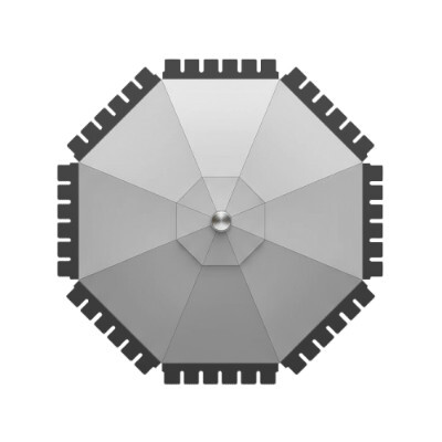 Diagram of the top of a patio umbrella canopy with squared valances
