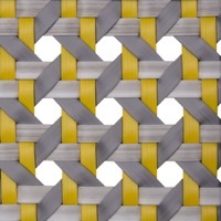 Wicker Birch - W51 material swatch with grey and muted yellow flat woven design