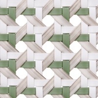 Wicker Pandan - W50 material swatch with white, beige and muted green flat woven design
