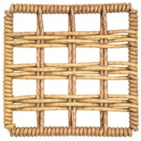 Wicker Honey - W10 material swatch with a golden tan open woven design
