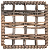 Wicker Pepper - W14 material swatch with a greyish tan open woven design