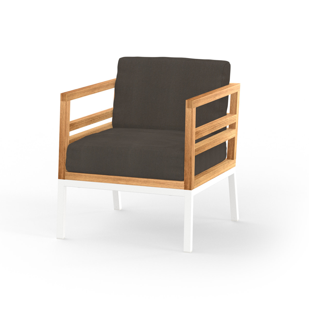 Mamagreen Zudu Lounge 1-Seater - White - Recycled Teak - Canvas Taupe