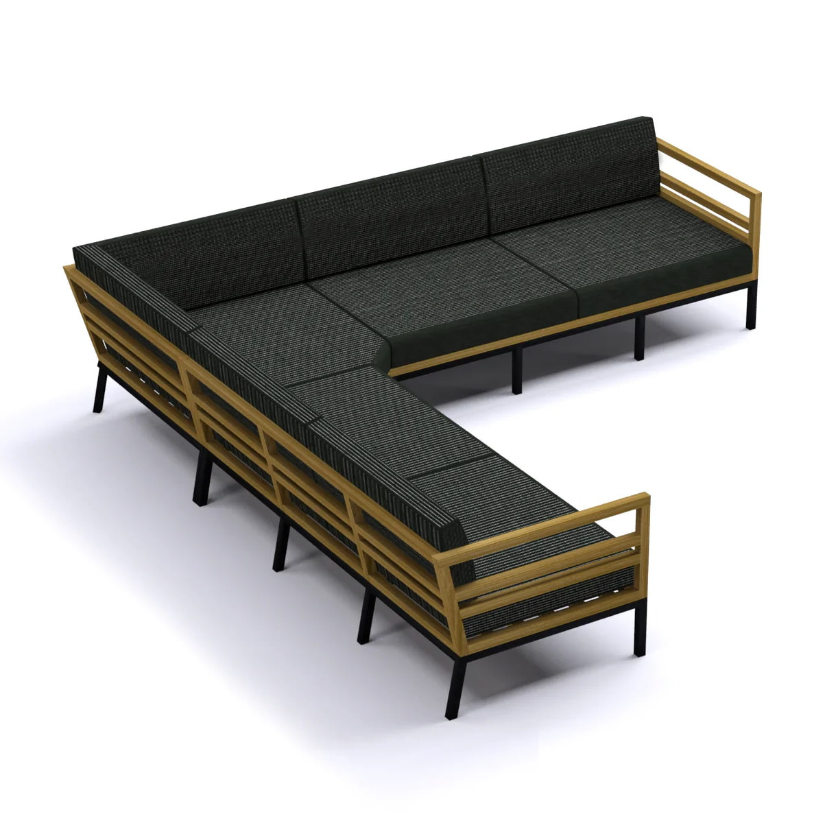 Mamagreen Zudu Oversized Corner Sofa - Black - Recycled Teak - Canvas Coal - Top