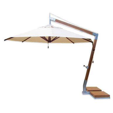 collegiate patio umbrellas California Umbrella 8.5' Pagoda Series Patio Umbrella Silver Anodized Aluminum Pole Push Lift Sunbrella Natural & Pacific Blue