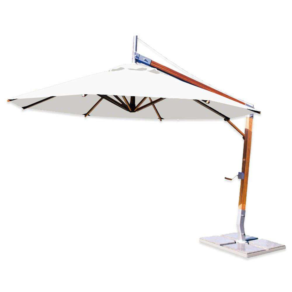 Bambrella Sirocco Bamboo Cantilever Umbrella - Round - White