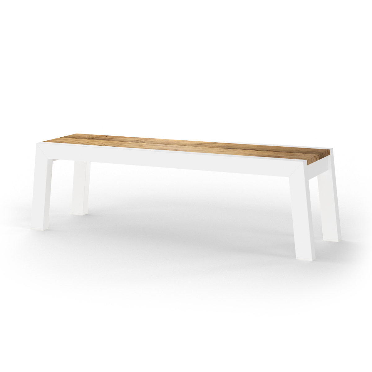 Mamagreen Baia Bench - Wood - 57 x 17.5 - White - Brushed Recycled Teak