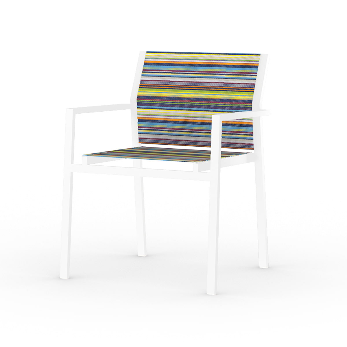 Mamagreen Stripe Dining Armchair - Stackable - White - Green Barcode