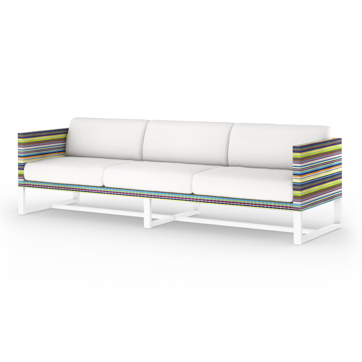 Mamagreen Stripe Sofa 3-Seater - White - Green Barcode - Canvas White