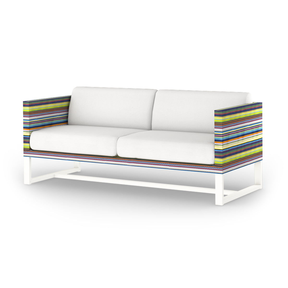 Mamagreen Stripe Sofa 2-Seater - White - Green Barcode - Canvas White