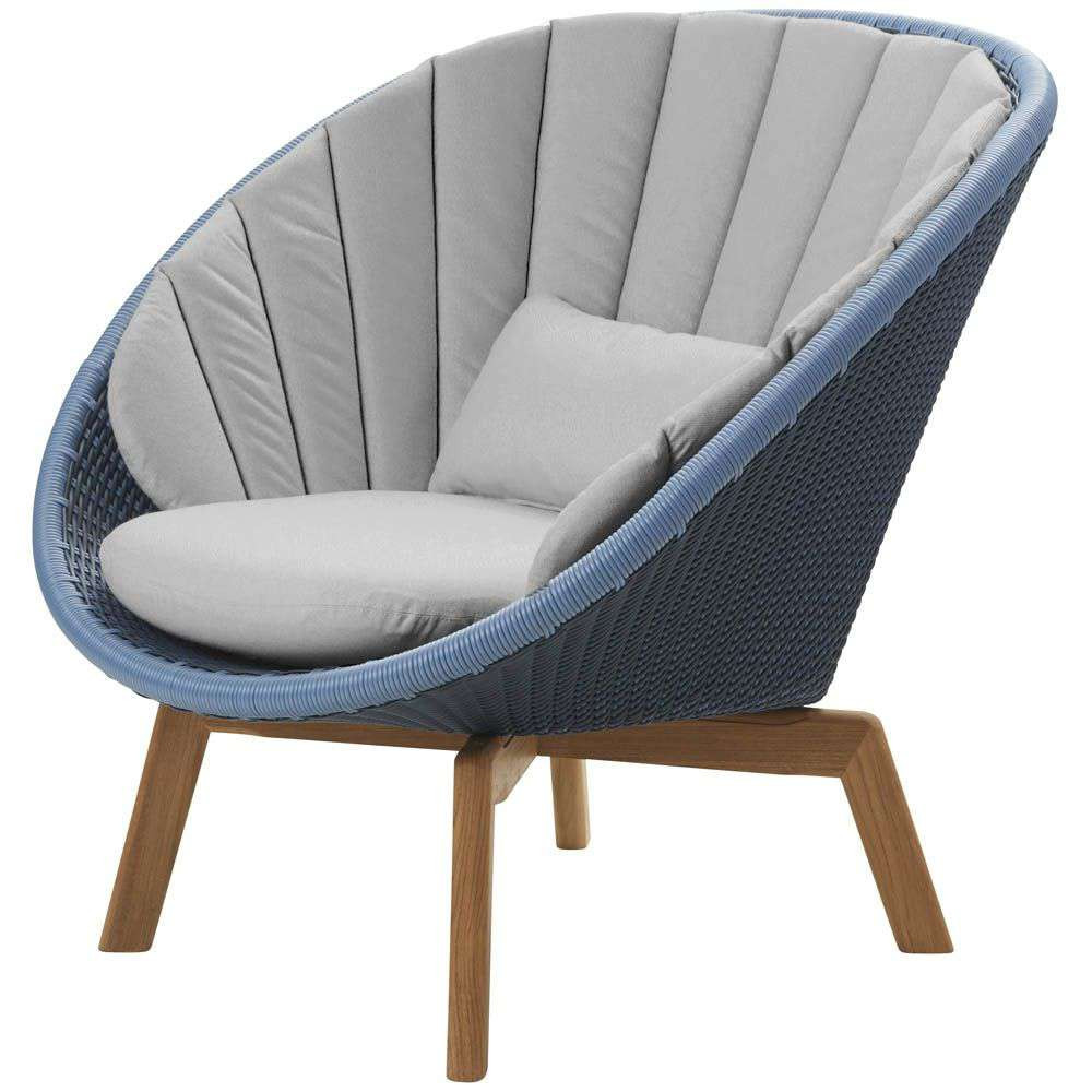 Cane-line Peacock Lounge Chair - Midnight Blue - Light Grey Cushions