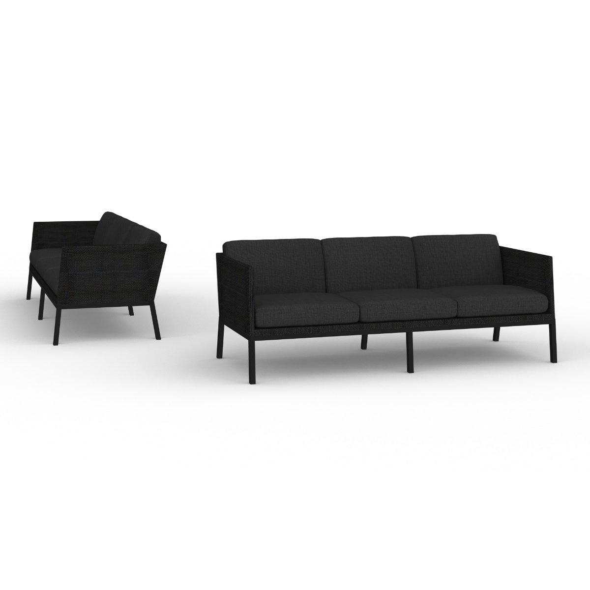 Mamagreen Jaydu Lounge 3-Seater - Black - Textilene Royal Black - Canvas Coal