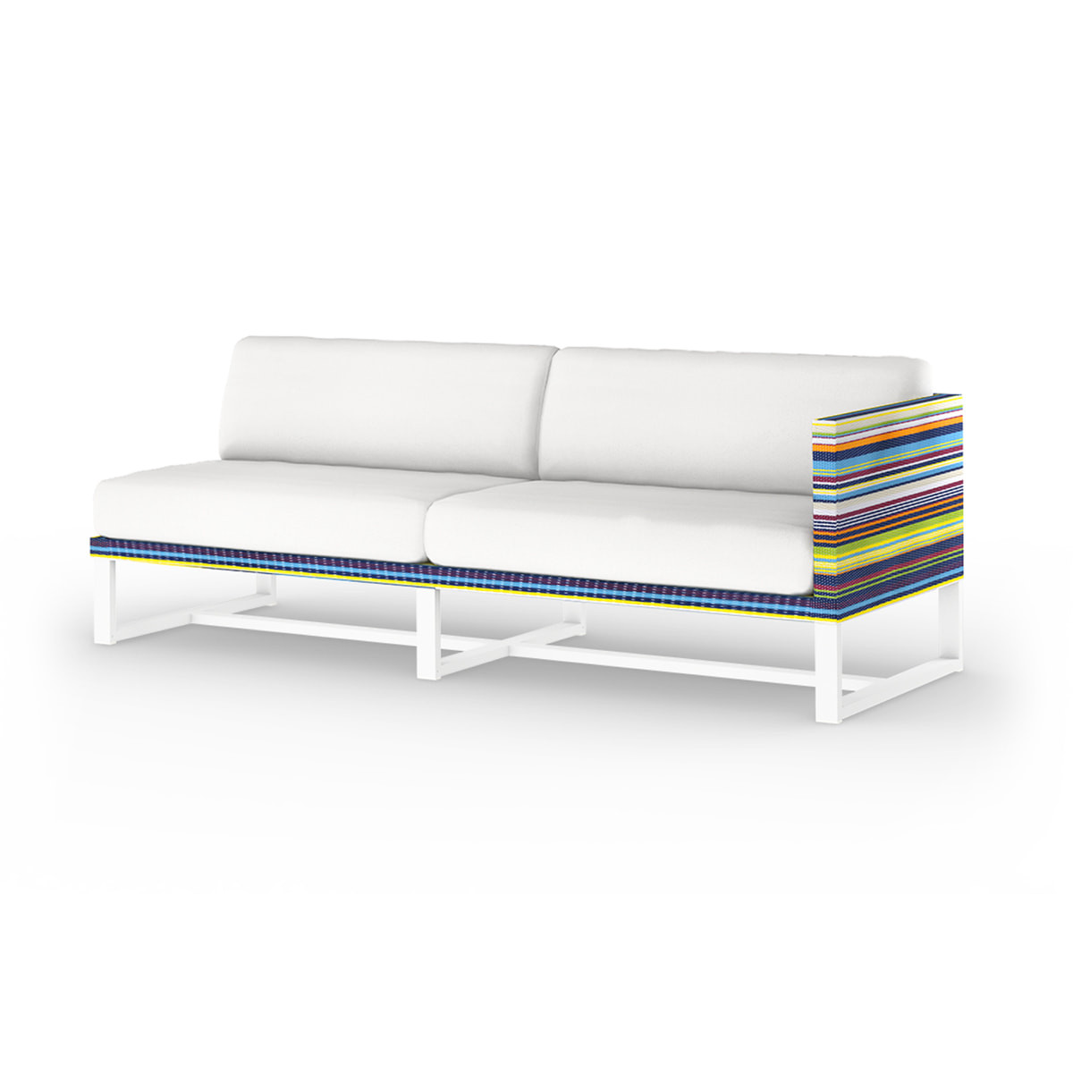 Mamagreen Stripe Left Hand Sectional - White - Green Barcode - Canvas White