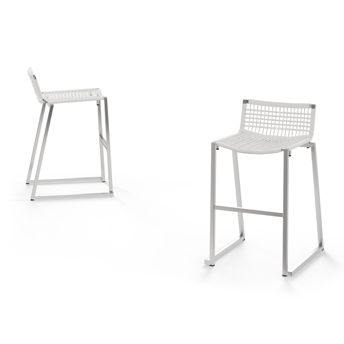 Mamagreen Olaf Counter Chair - Stainless Steel - 304 Hairline - Snow White Wicker