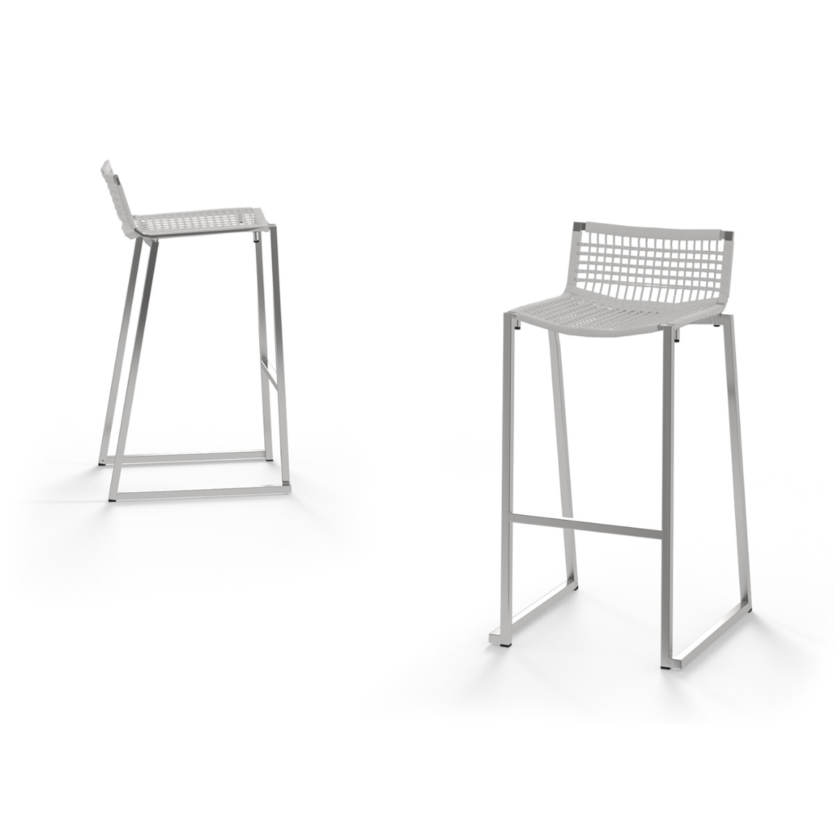 Mamagreen Olaf Bar Chair - Stainless Steel - 304 Hairline - Snow White Wicker