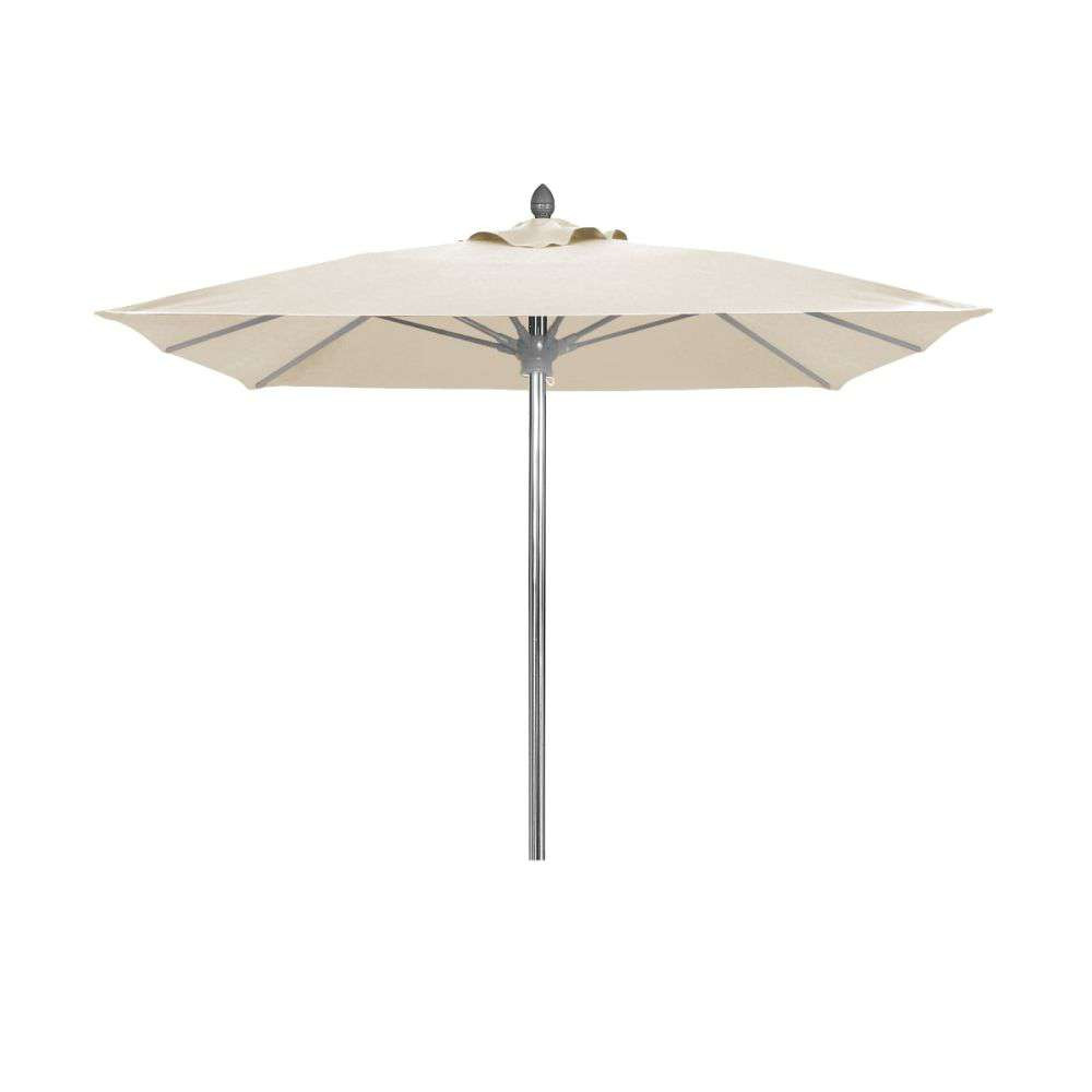 FiberBuilt Riva Center Pole Umbrella - Square - 6 - Bright Aluminum - Natural