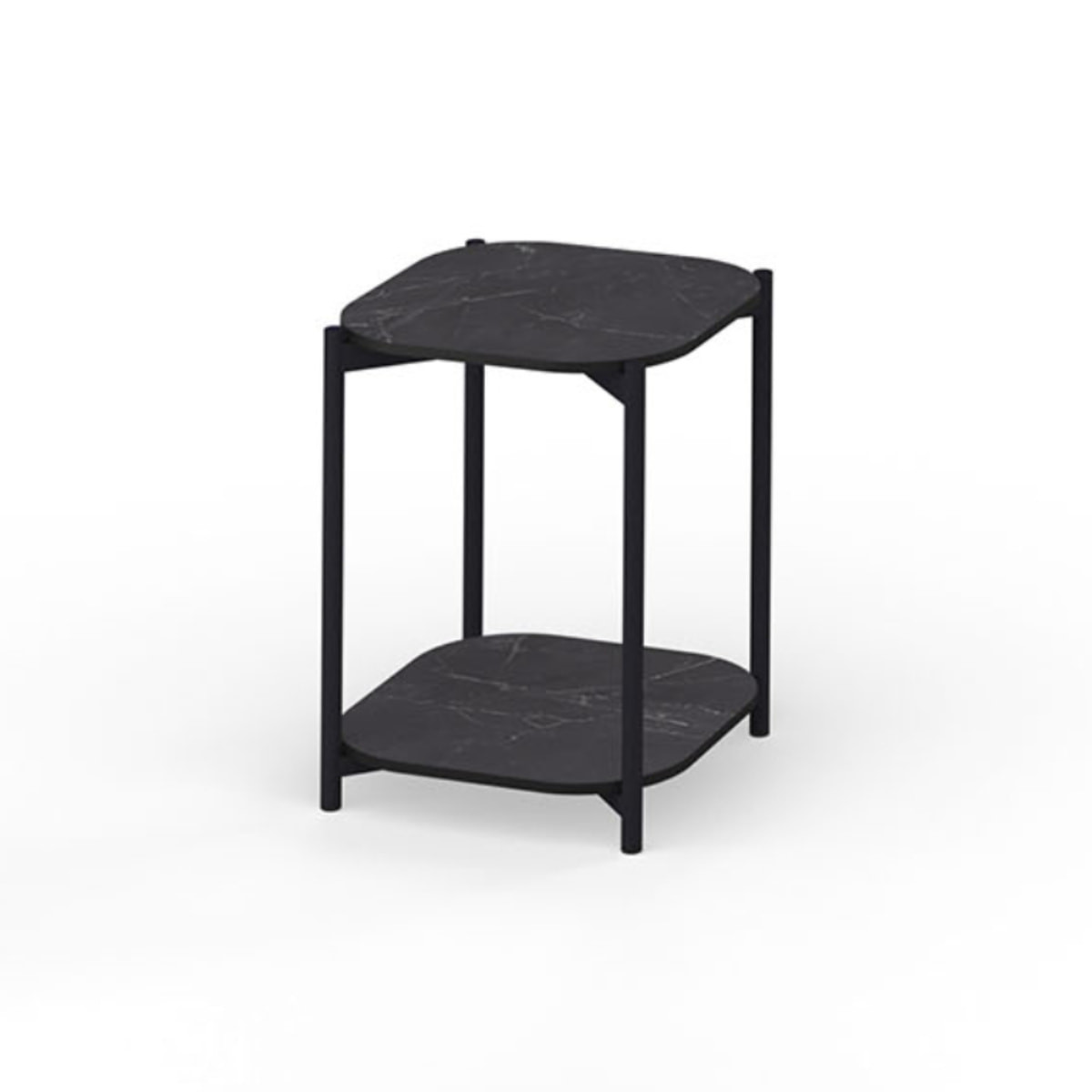 Mamagreen Titan Side Table - Shelf - Iron Black - Carrara Black HPL