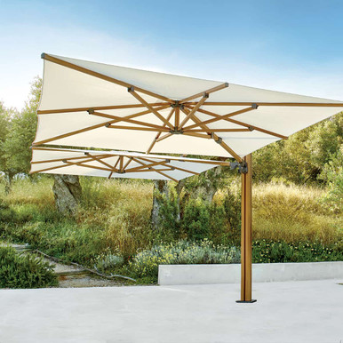 caribbean joe khaki umbrella patio Square Cantilever Wrench Umbrella 2.5M Double Top Squar Sidepost layout for unobstructed seating and foot traffic Smooth crank JEAREY 11-ft Aluminum Beige Crank