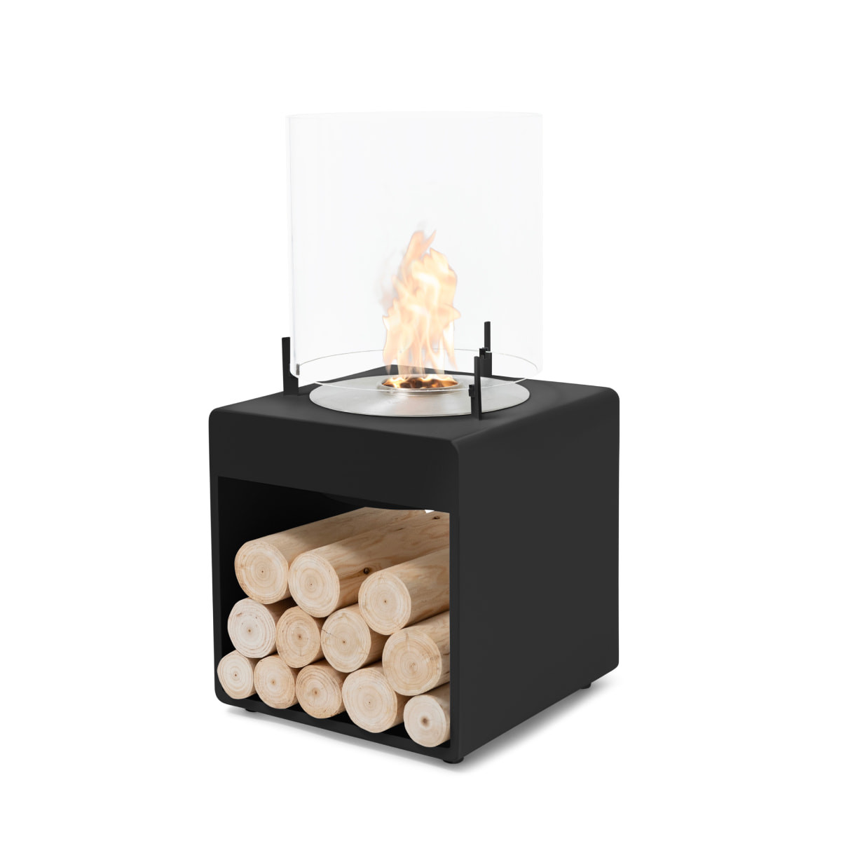 EcoSmart Fire Pop 3L Designer Fireplace - Black - Stainless Steel