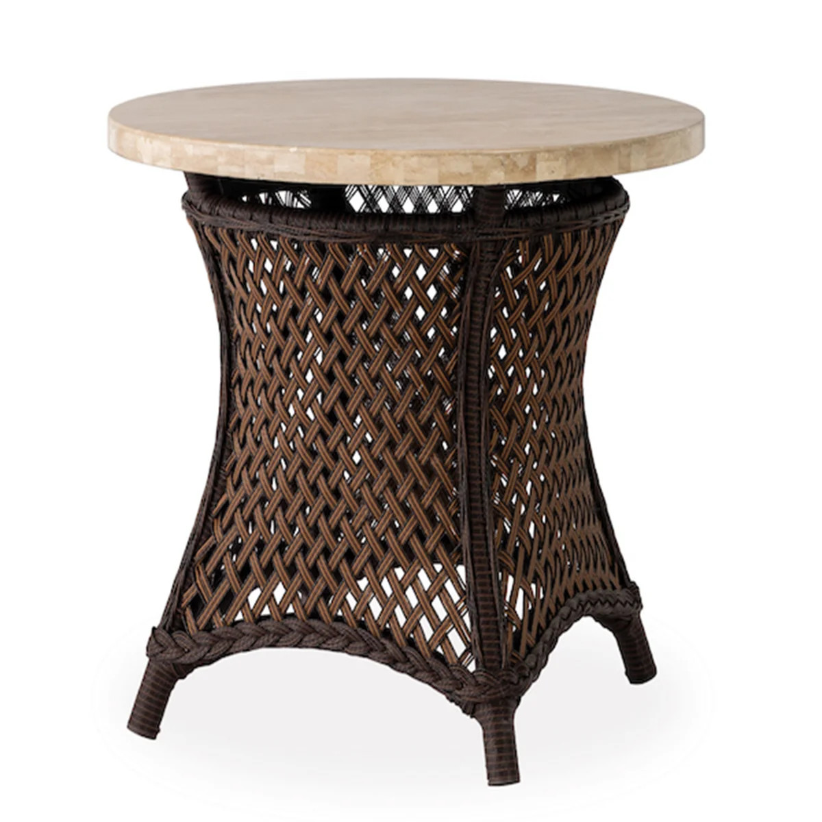 Lloyd Flanders Grand Traverse 24" Round End Table - Travertine