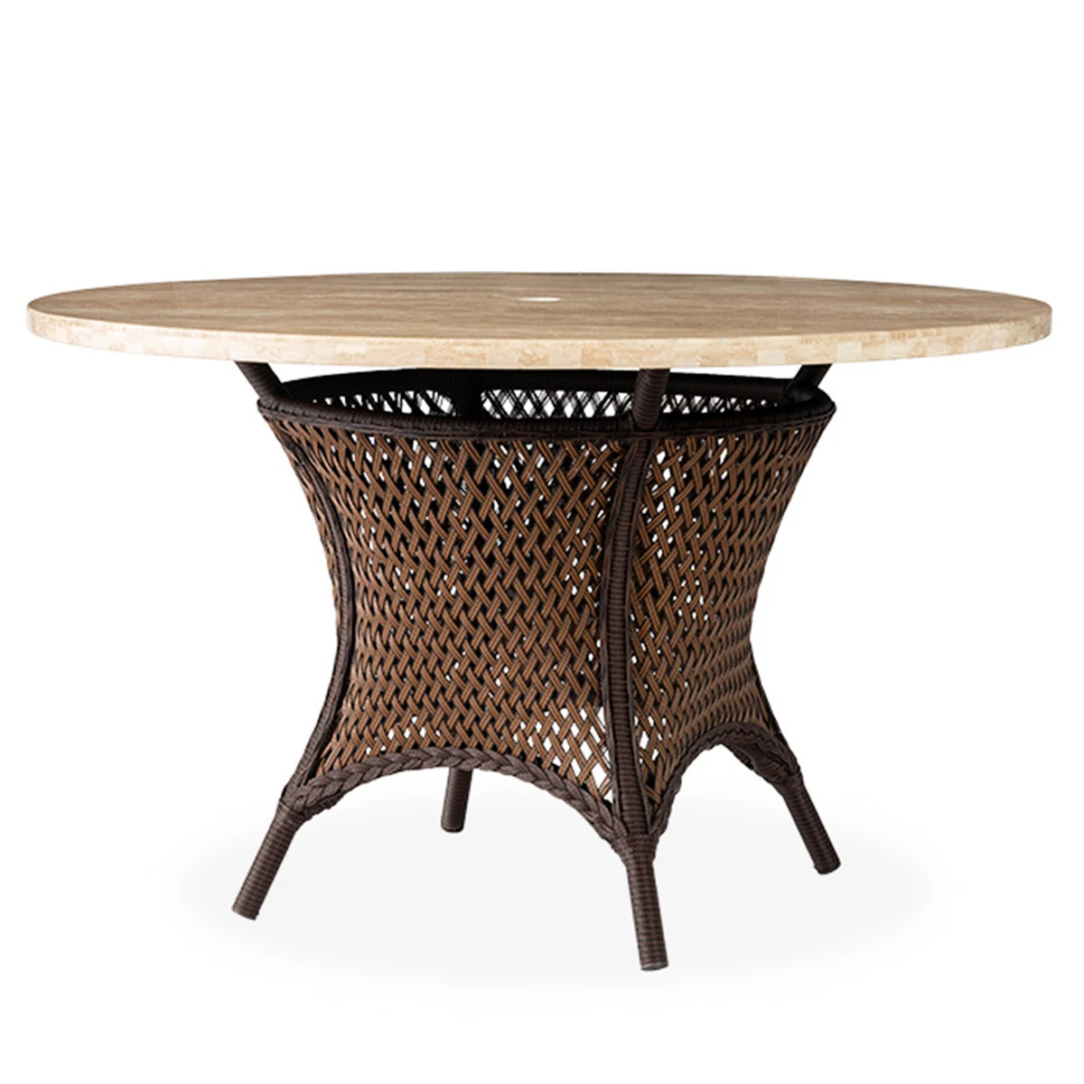 Lloyd Flanders Grand Traverse 48" Round Umbrella Dining Table - Travertine
