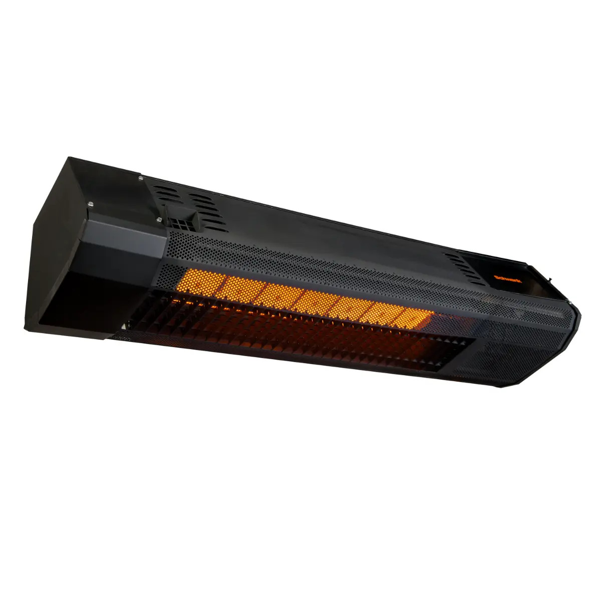 Large rectangular black gas heater - Angled