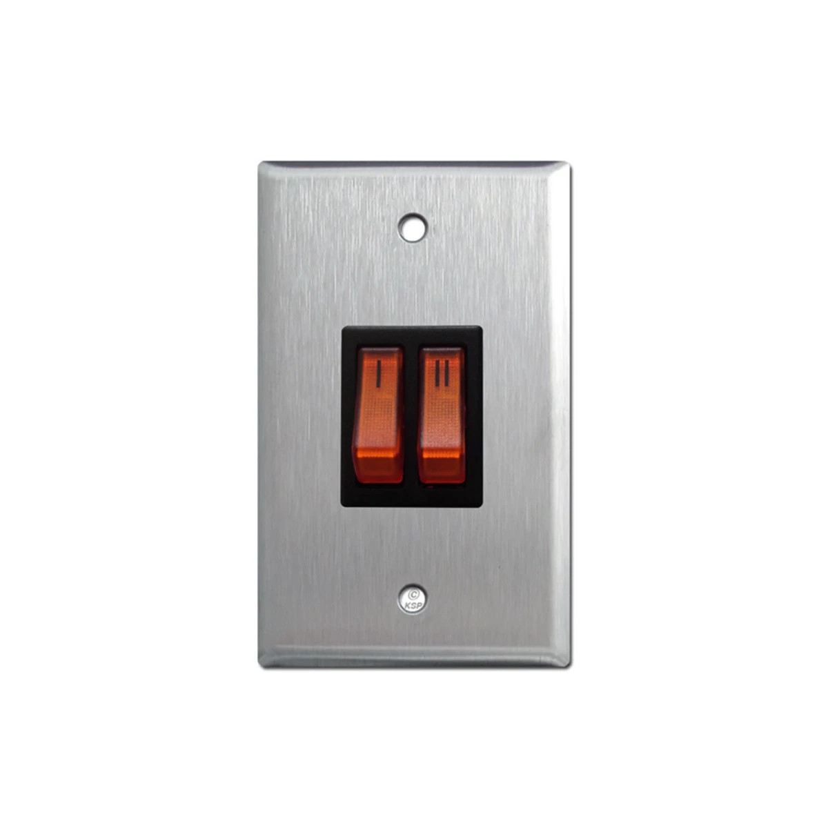 Stainless steel wall panel with one pair of orange switches