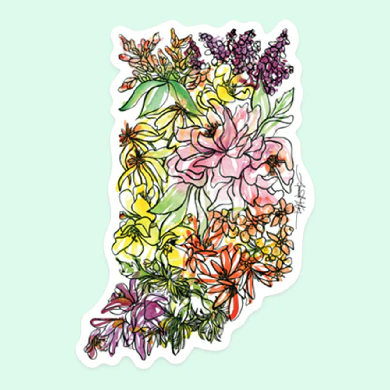 Indiana Floral Vinyl Decal Sticker*