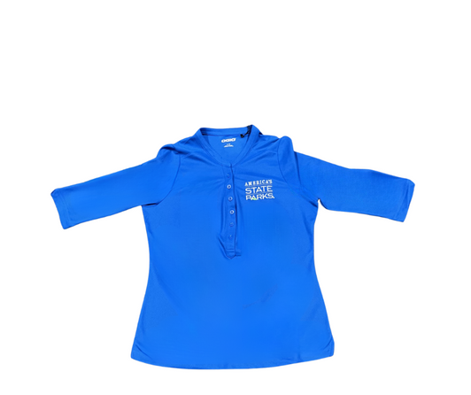 America's State Parks women's blue baseball shirt