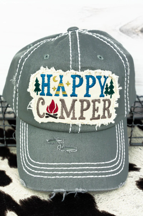 Happy Camper' Distressed Steel Hat*