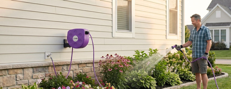 How a slow-rewind retractable hose reel works — and why it keeps your garden hose tangle-free