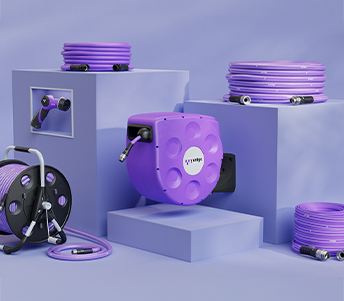 Yunigo Hoses, Reels and spray nozzle. All purple