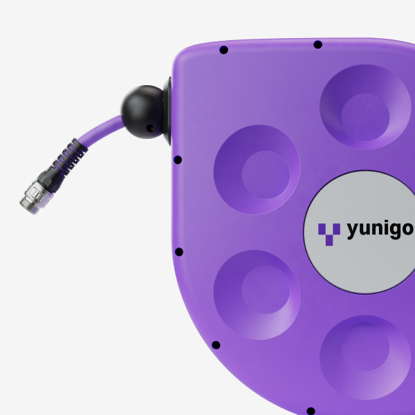 Retractable hose reel seen from the side